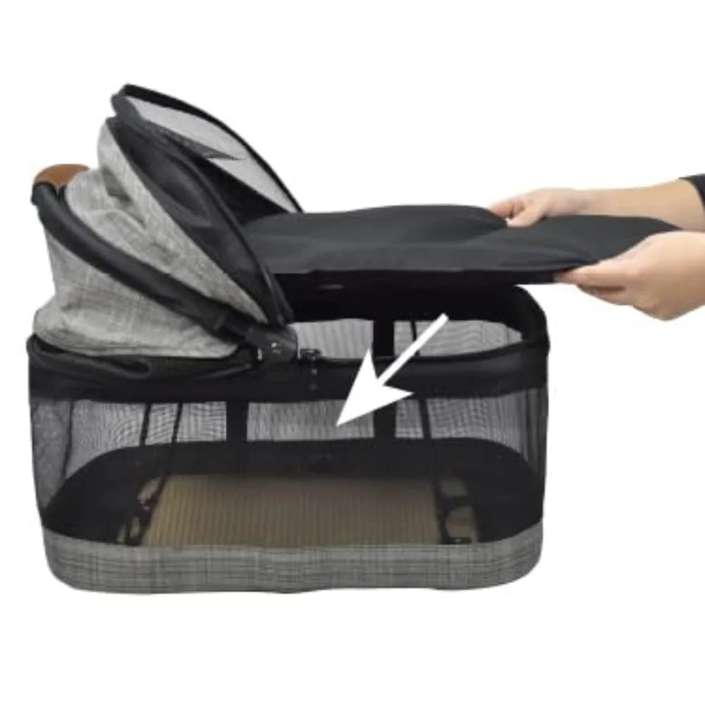 Fashion 3-in-1 Dog Cat Stroller with Detachable Carrier&Car Seat Combo Best Lightweight Folding Portable All-Terrain Travel