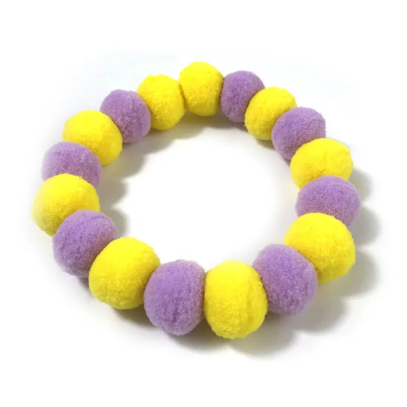 50pcs Elastic Plush Pom Ball Pet Collar Rainbow Flower Hair Decoration Dog Bowtie Necklace Pet Cat Bow Dog Grooming Accessories