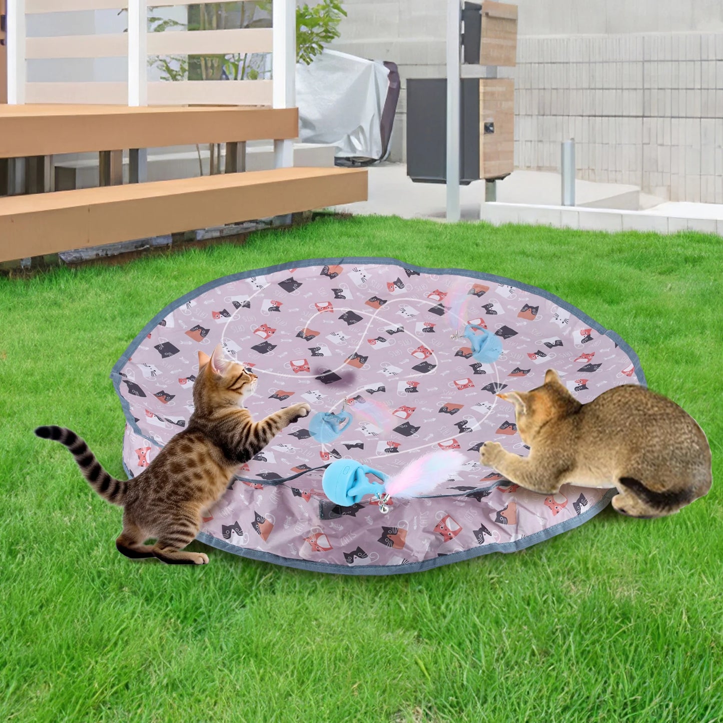 Motion Activate Chirping Cat Toy Ball Fast Rolling in Pouch Automated Cat Hunting Toy for Pet Hide and Seek Game Accessories