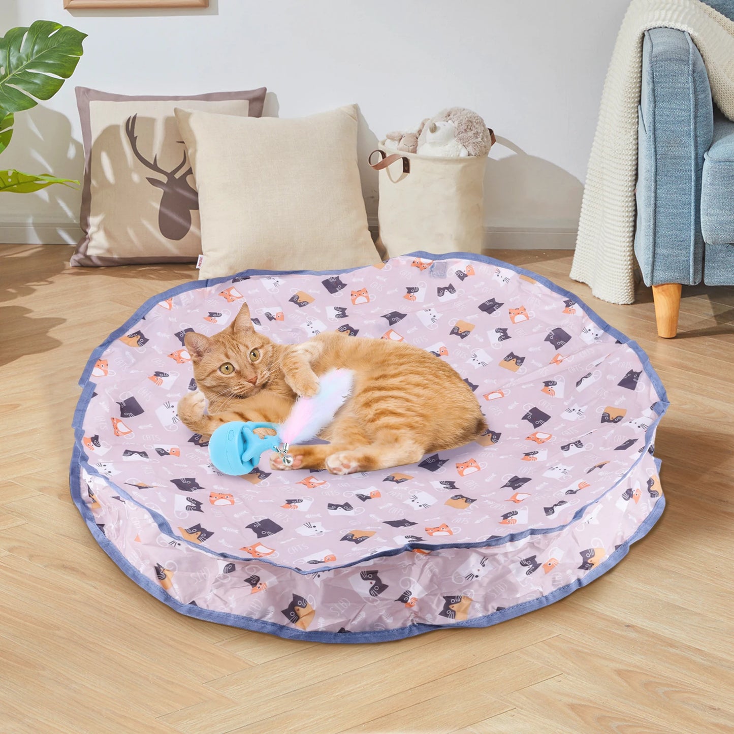 Motion Activate Chirping Cat Toy Ball Fast Rolling in Pouch Automated Cat Hunting Toy for Pet Hide and Seek Game Accessories