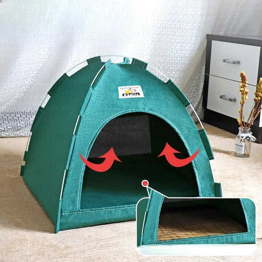 Foldable Pet House Pet Tent Four Seasons Universal Cat and Dog Pet Nest Summer Cool Mat Outdoor Portable Foldable Breathable