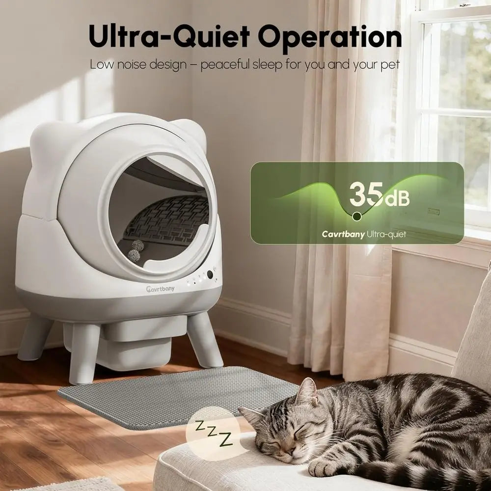 Litter Box, Self Cleaning, Cat Robot for Multiple Cats, Smart APP Control, Health Monitoring, Safety Sensors, Trash Bags, White