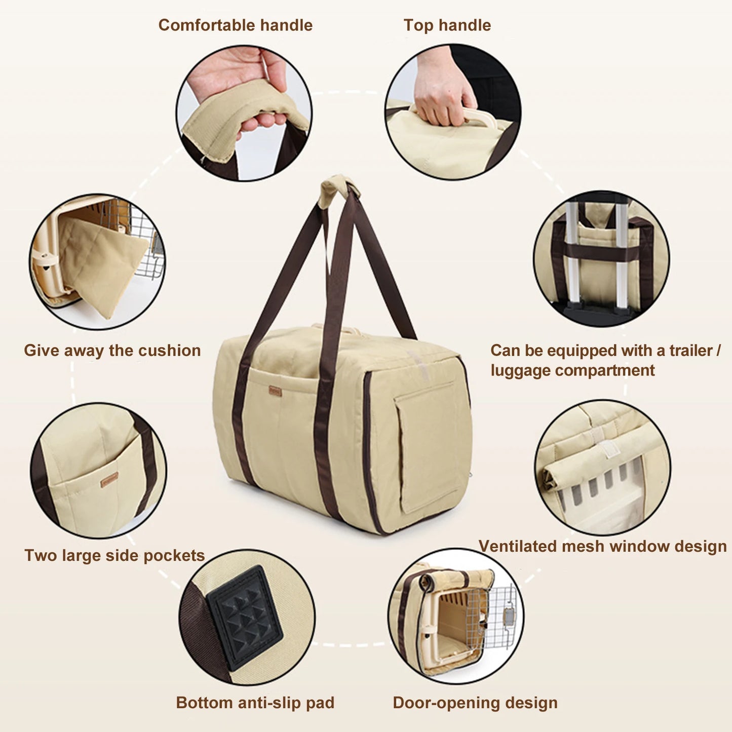 Polyester Travel Bag Breathable Mesh & Comfortable Strap Versatile Small Pet Bag for Small Dogs Cats and Puppies