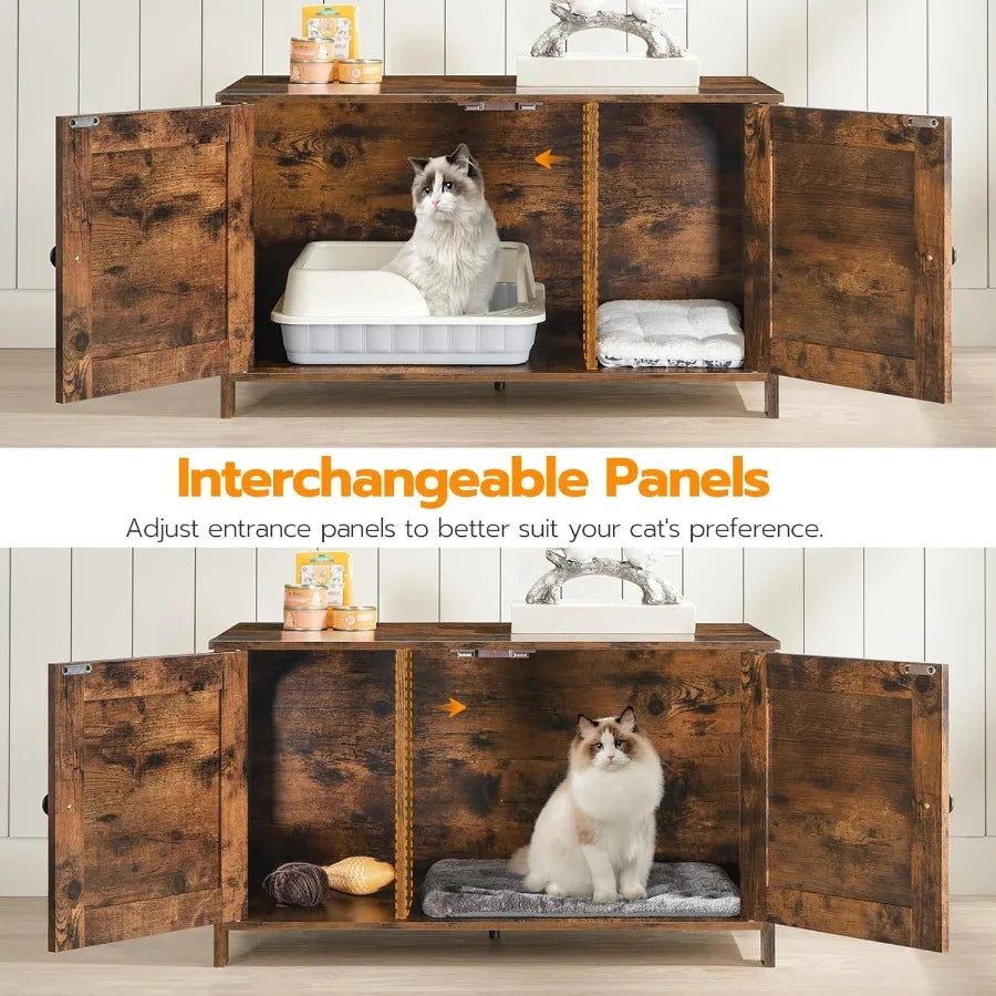 HOOBRO Litter Box Enclosure, Hidden Cat Furniture with Removable Divider, End Table, White