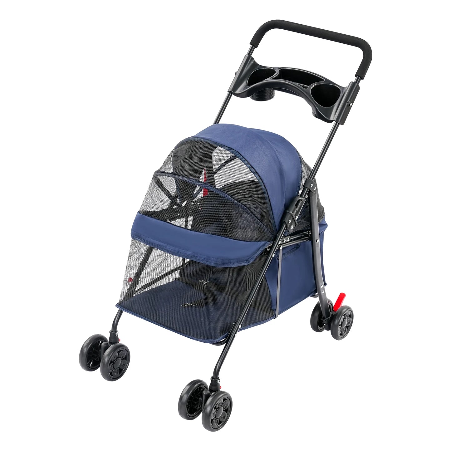 Foldable Pet Travel Cart for Small to Medium Dogs and Cats, Pet Cart with Water Cup Holder Compact & Portable, Smooth Mobility