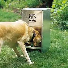 Pet Lodge Automatic Dog Feeder, Outdoor Chow Hound for Large Dogs, 50 lb Tough Galvanized Steel, Made in USA