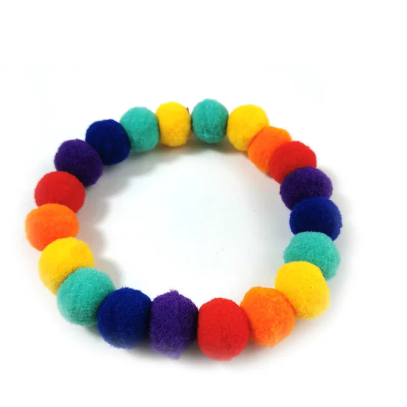 50pcs Elastic Plush Pom Ball Pet Collar Rainbow Flower Hair Decoration Dog Bowtie Necklace Pet Cat Bow Dog Grooming Accessories