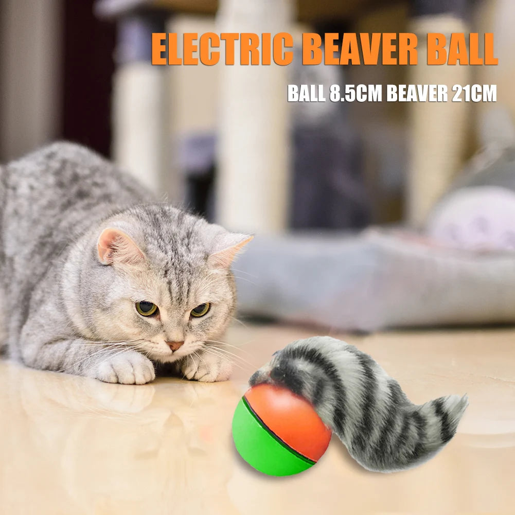Electric Beaver Weasel Rolling Ball Pet Dog Cat Interactive Chasing Toys Random