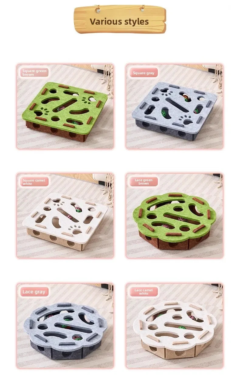 Cat Toys Ball Teasing Cat Box Self Fun Soothing Tool Bell Ball Wear resistant Felt Spinning Wheel Ball Fun Hunting Toy Plate