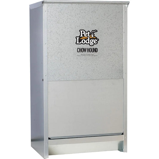 Pet Lodge Automatic Dog Feeder, Outdoor Chow Hound for Large Dogs, 50 lb Tough Galvanized Steel, Made in USA