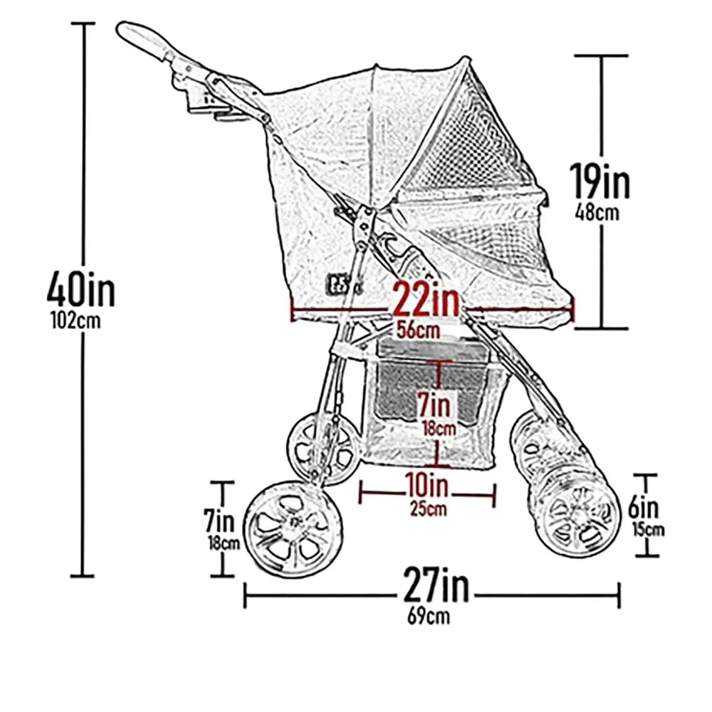No-Zip Happy Trails Lite Pet Stroller for Cats/Dogs, Zipperless Entry, Easy Fold with Removable Liner, Safety Tether, S