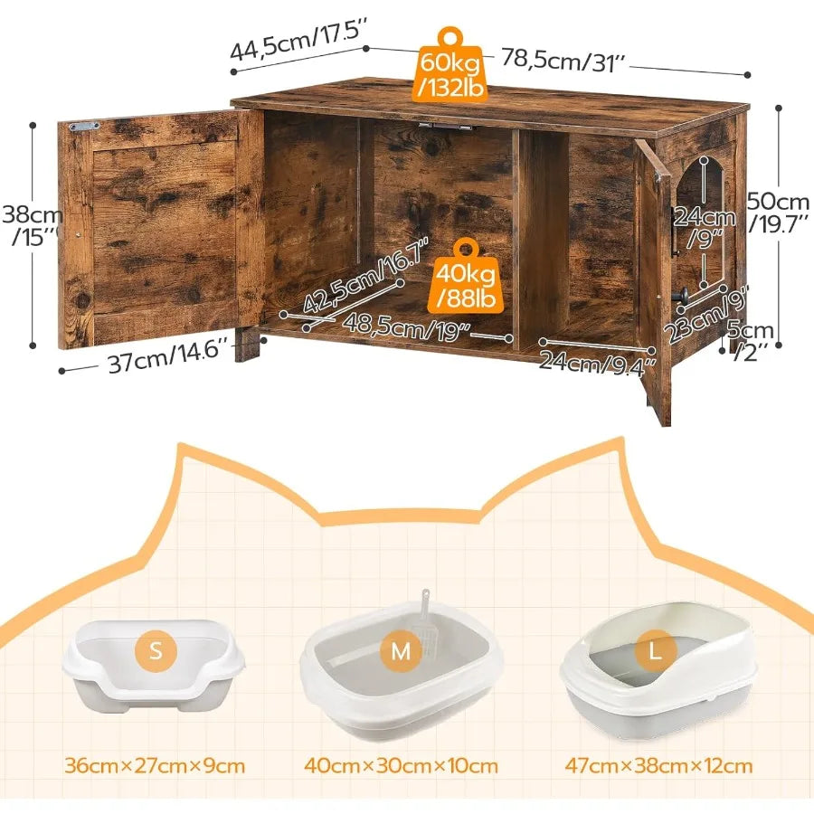 HOOBRO Litter Box Enclosure, Hidden Cat Furniture with Removable Divider, End Table, White