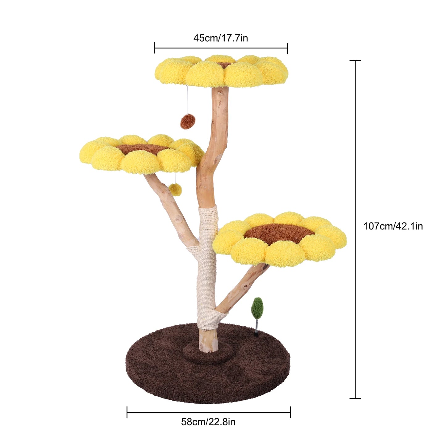 Sunflower Cat Tree with Scratching Post Cat Climbing Frame Anti-Slip Lovely Cat Jumping Platform for Pet Playground Small Nest
