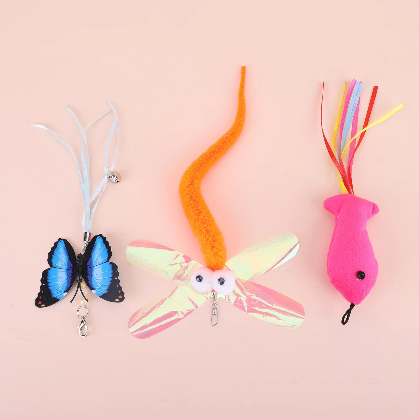 Pet Cat Toy Set Suction Cup Toy Set Double Headed Replacement Head Toy Suit Handfree Cat Toy Stick for Floor Glass Door Panel