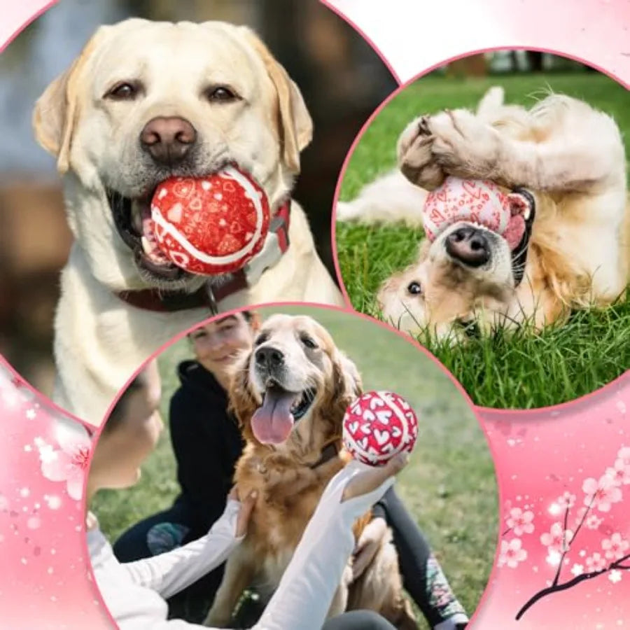 36 Pcs Heart Design Dog Tennis Balls 2.5 Inches Valentine Day Toy Ball for Small Medium Large Dog Durable Teething Chew Toy for