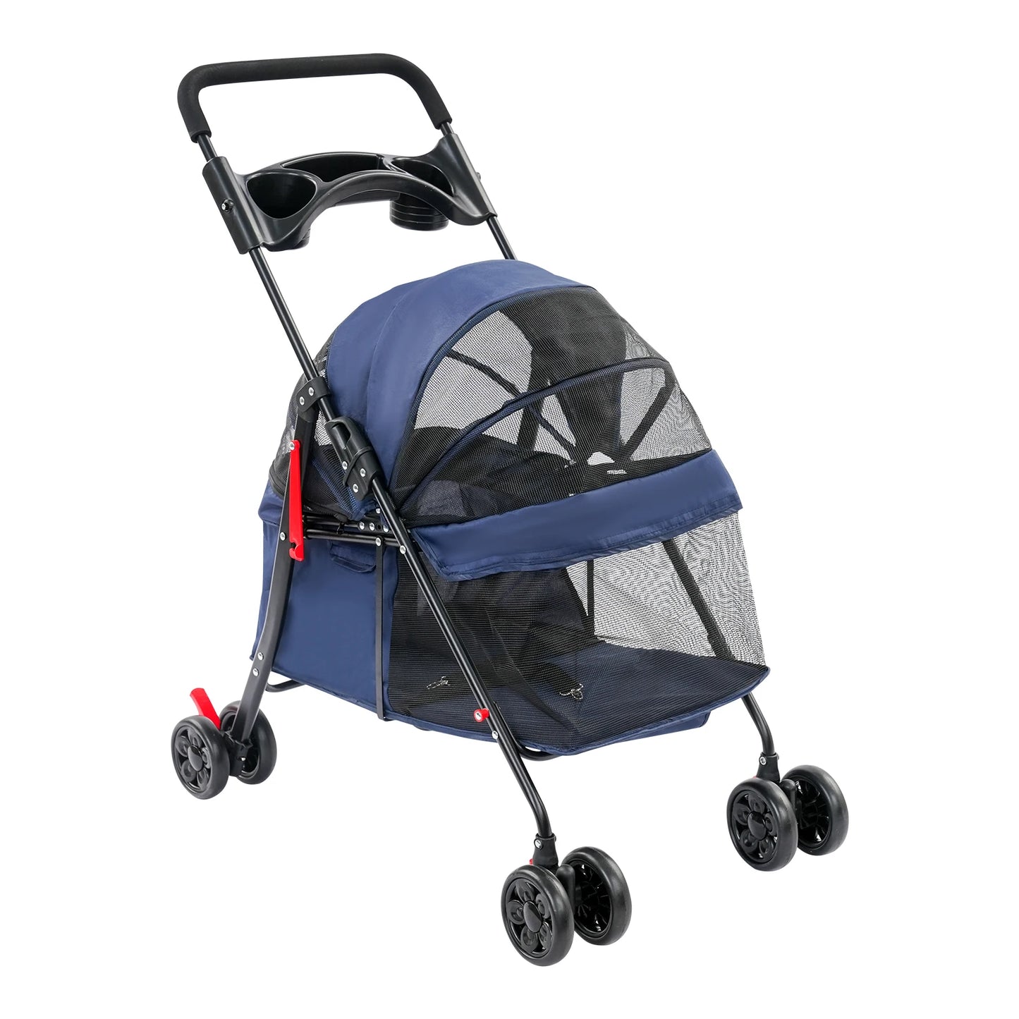 Foldable Pet Travel Cart for Small to Medium Dogs and Cats, Pet Cart with Water Cup Holder Compact & Portable, Smooth Mobility