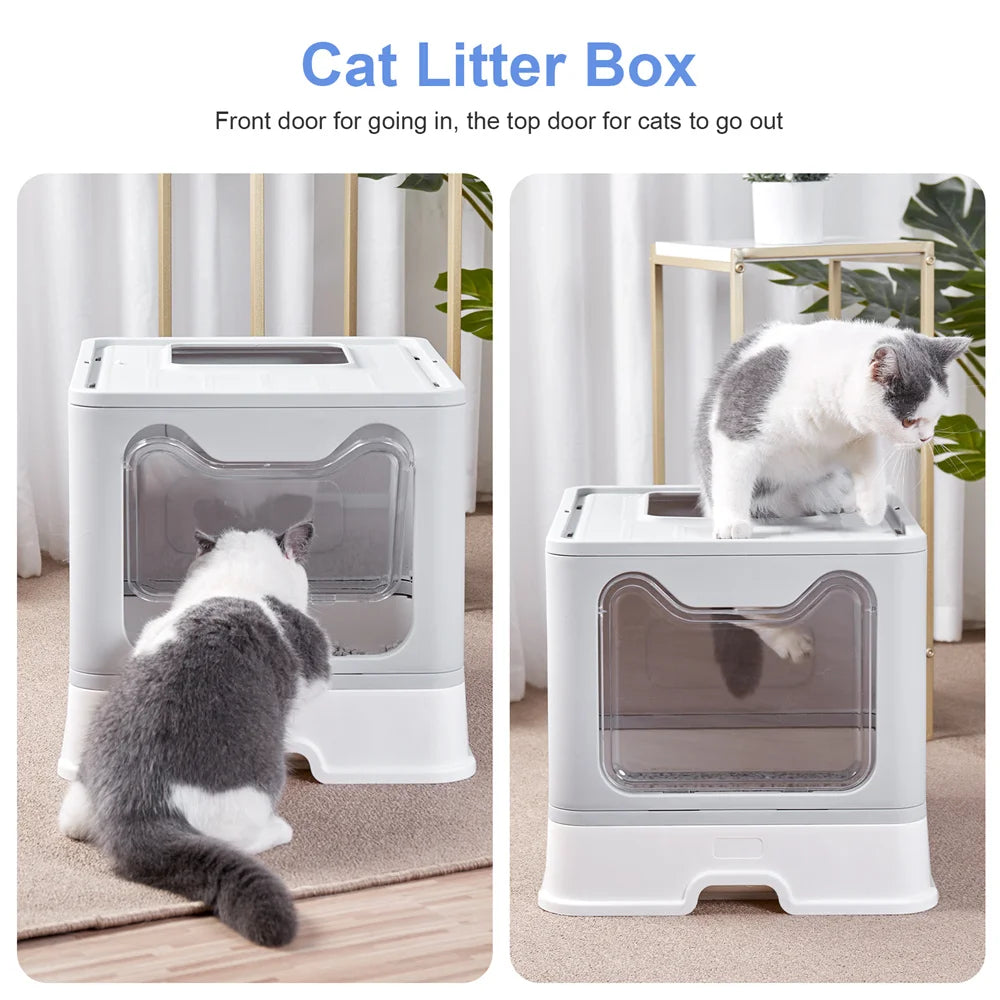 Easy Cleaning Cat Litter Box Large Cat Pan Drawer Anti-Splashing Cat Potty Toilet Tray with Scoop