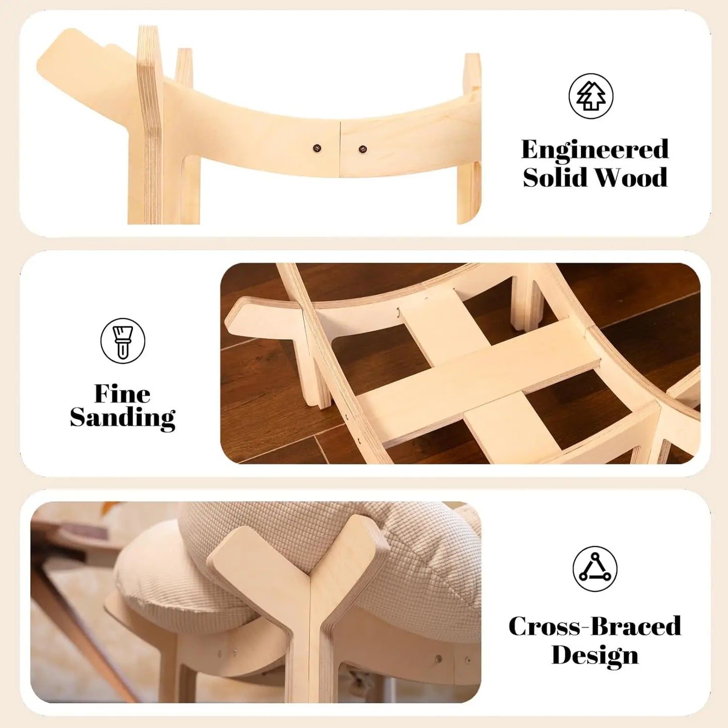 Elevated Cat Bed Wooden with Cushion Fluffy Pet Couch Sofa for Indoor Cats Raised Kitty Lounge Chair Suitable for Puppy, Cat