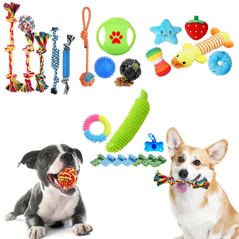 25Pcs Puppy Chew Toys Dog Chew Toys Dog Treat Balls & Squeaky Toy for Small Medium Dogs