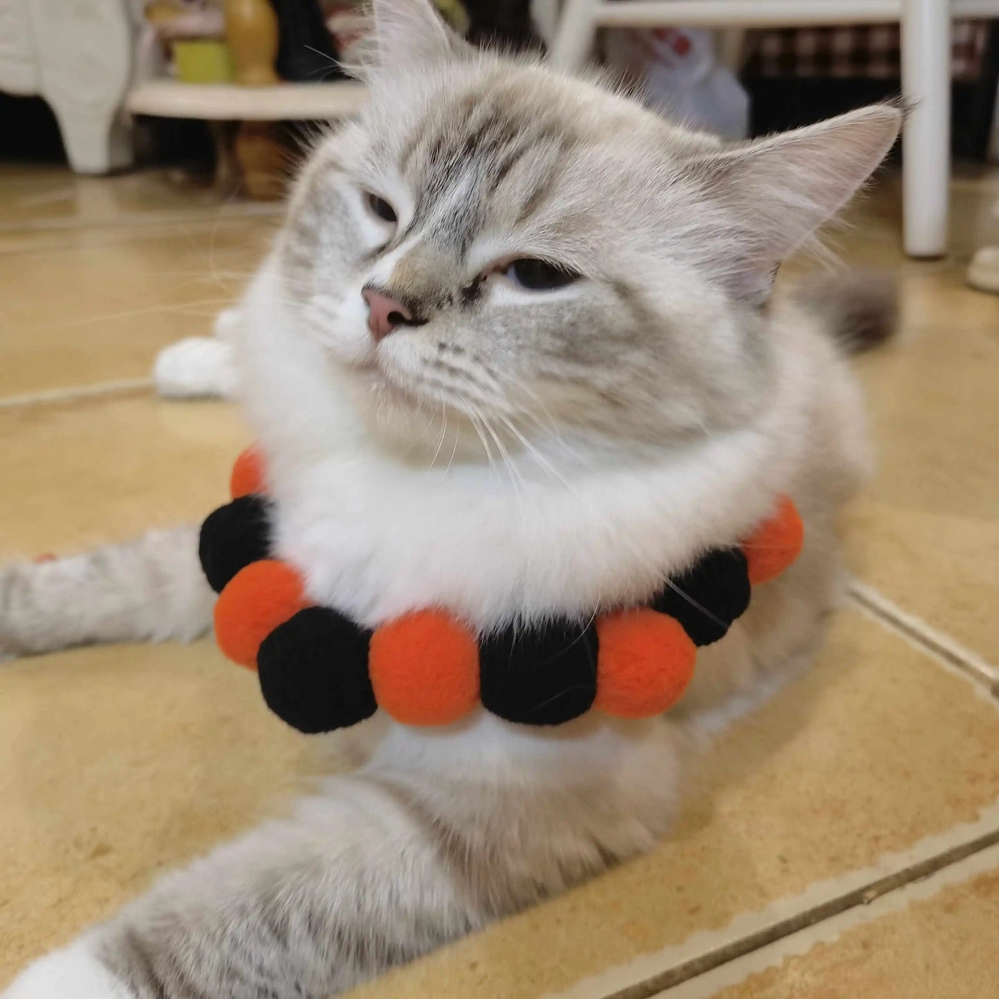 50pcs Elastic Plush Pom Ball Pet Collar Rainbow Flower Hair Decoration Dog Bowtie Necklace Pet Cat Bow Dog Grooming Accessories
