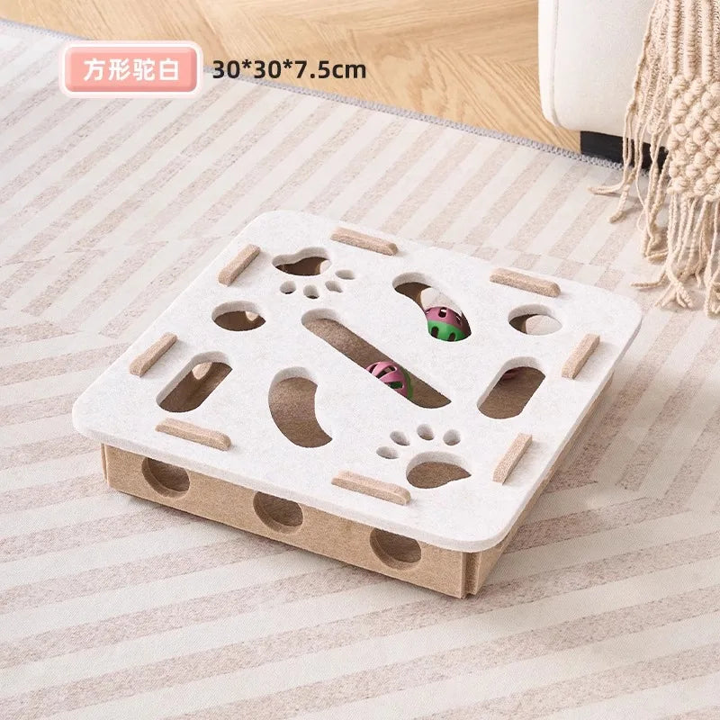 Cat Toys Ball Teasing Cat Box Self Fun Soothing Tool Bell Ball Wear resistant Felt Spinning Wheel Ball Fun Hunting Toy Plate