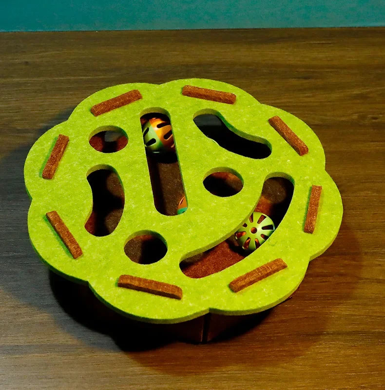 Cat Toys Ball Teasing Cat Box Self Fun Soothing Tool Bell Ball Wear resistant Felt Spinning Wheel Ball Fun Hunting Toy Plate