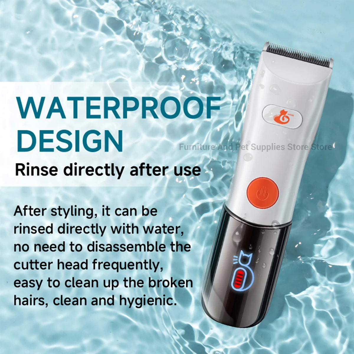 Pet hair clipper set dog electric hair clipper dog and cat hair trimmer waterproof and replaceable blade head pet 3-speed shaver