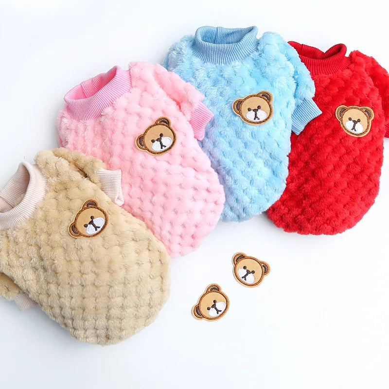 Winter Pet Dog Clothes Bear Print Dog Hoodie Soft Warm Puppy Sweatshirt Chihuahua French Bulldog Coat Jacket Fashion Dog Costume