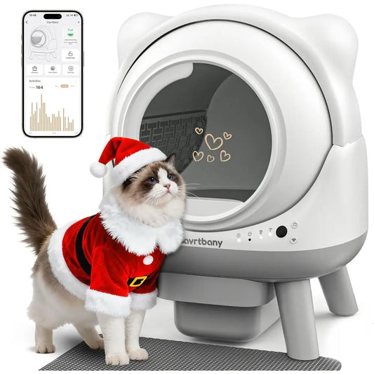 Litter Box, Self Cleaning, Cat Robot for Multiple Cats, Smart APP Control, Health Monitoring, Safety Sensors, Trash Bags, White