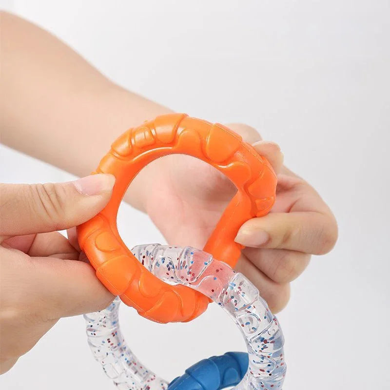 Dog Chew Toy TPR Teeth Cleaning Pet Toys For Small Medium Large Dogs Interactive Bite Resistant 3 Ring Tug Dog Toy Pet Supplies