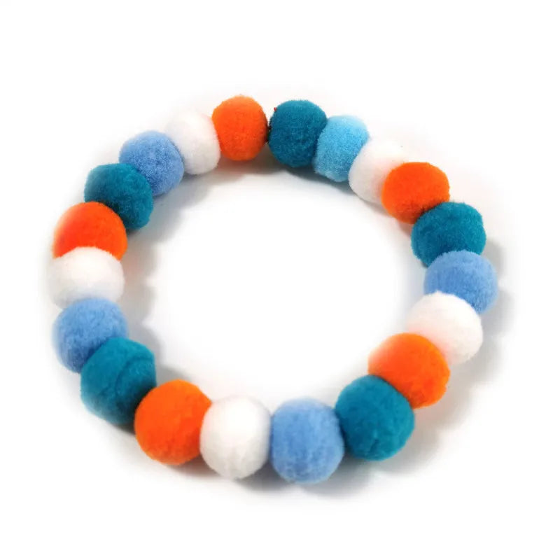 50pcs Elastic Plush Pom Ball Pet Collar Rainbow Flower Hair Decoration Dog Bowtie Necklace Pet Cat Bow Dog Grooming Accessories